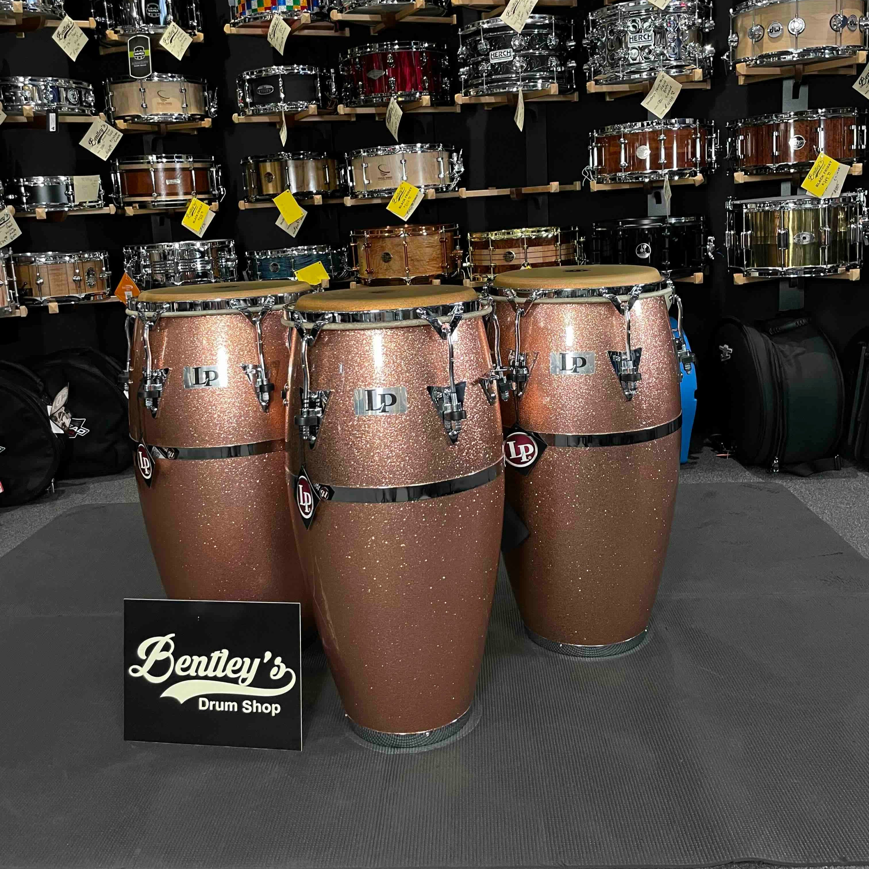 ~NEW~ LP Latin Percussion Martin Cohen Signature Quinto/Conga/Tumba Trio Set in Champagne Sparkle